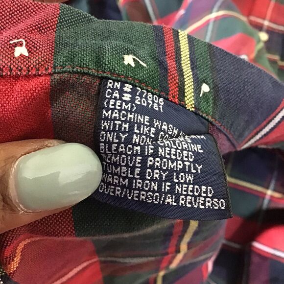 Tommy Hilfiger Vintage Shirt Button Down Plaid Size Small Mens 90's crest VGC - Picture 6 of 10